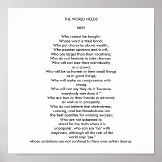THE WORLD NEEDS MEN POSTER