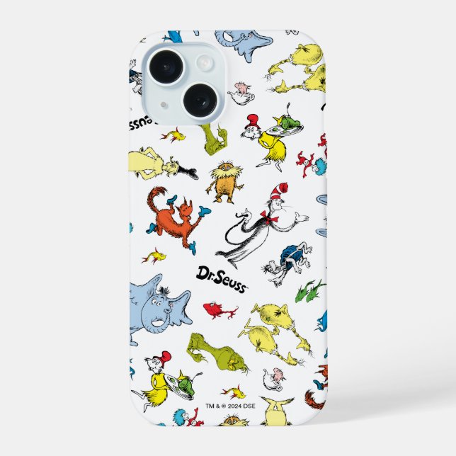 The World of Dr. Seuss Pattern iPhone 15 Case (Back)
