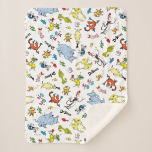 The World of Dr. Seuss Pattern Sherpa Blanket