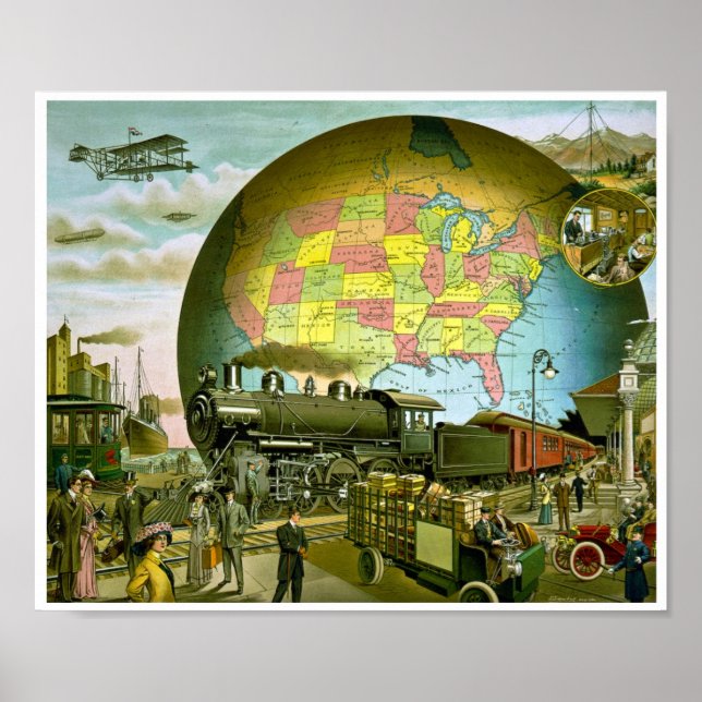 The World of Transportation 1910 Poster (Front)