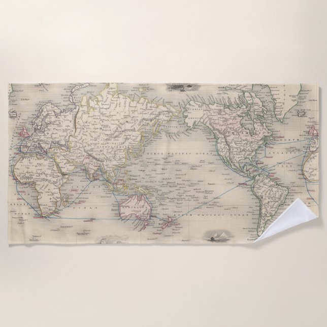 The World On Mercator's Projection Beach Towel (Front)