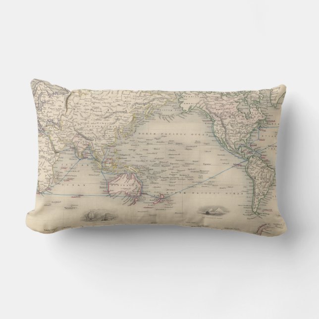 The World On Mercator's Projection Lumbar Cushion (Front)