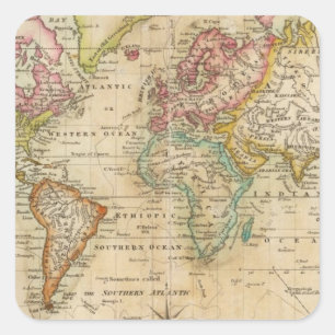 The World on Mercator's Projection Square Sticker