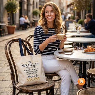 The World Runs On Love She Goes By Mum Navy Handle Tote Bag