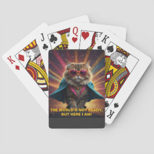 The World’s Not Ready – Confident Cat Humour Desig Playing Cards