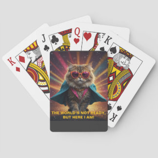 The World’s Not Ready – Confident Cat Humour Desig Playing Cards