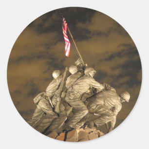 The World War II Iwo Jima Memorial Arlington VA Classic Round Sticker