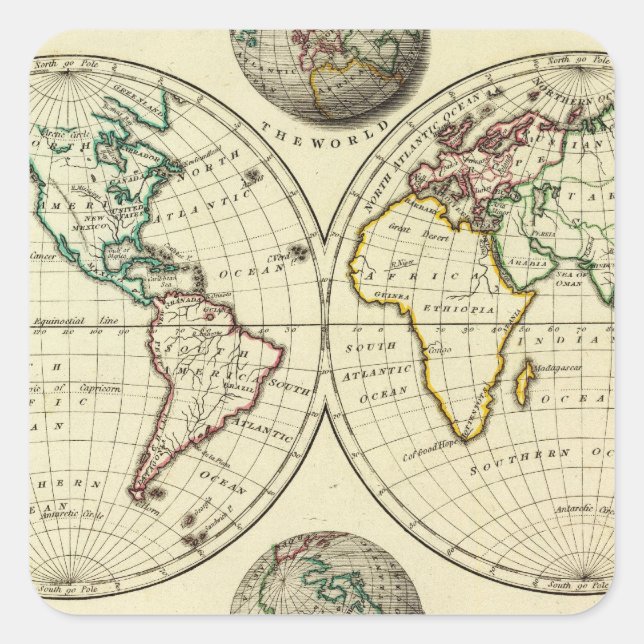 The World with continental boundaries Square Sticker (Front)