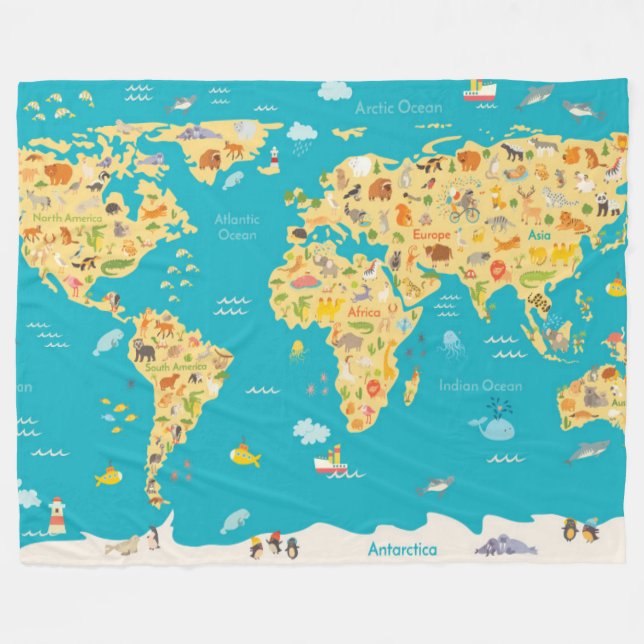 The World's Animals Fleece Blanket (Front (Horizontal))