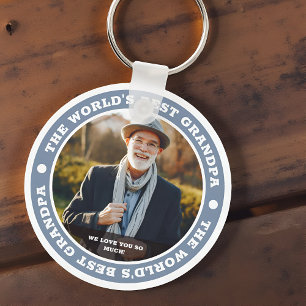 The World's Best Grandpa Modern Custom Photo Key Ring