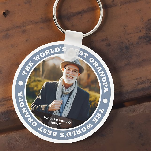 The World's Best Grandpa Modern Custom Photo Key Ring (Creator Uploaded)