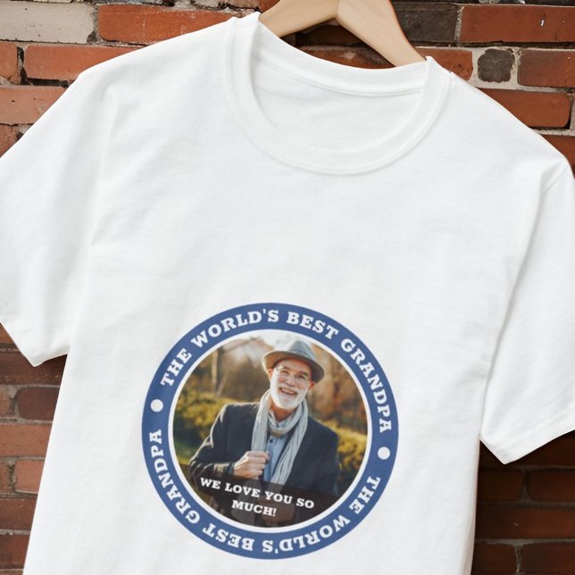 The World's Best Grandpa Modern Custom Photo T-Shirt (Creator Uploaded)