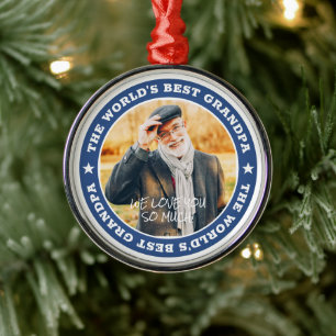 The World's Best Grandpa Modern Star Custom Photo Metal Tree Decoration
