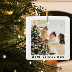 The World's Best Grandpa   Two Photo Ceramic Ornament