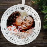 The World's Best Mum Classic Simple Photo Metal Tree Decoration<br><div class="desc">This simple and classic design is composed of serif typography and add a custom photo.</div>