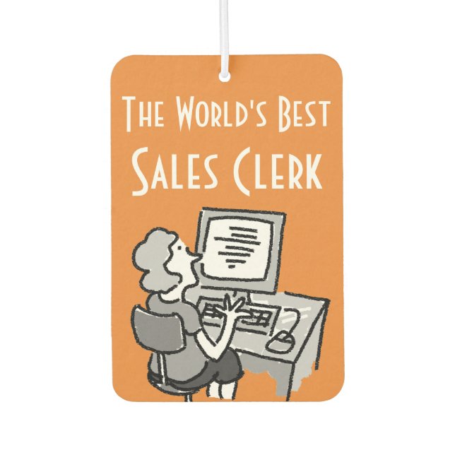 The World's Best Office Worker Sales Clerk Car Air Freshener (Front)
