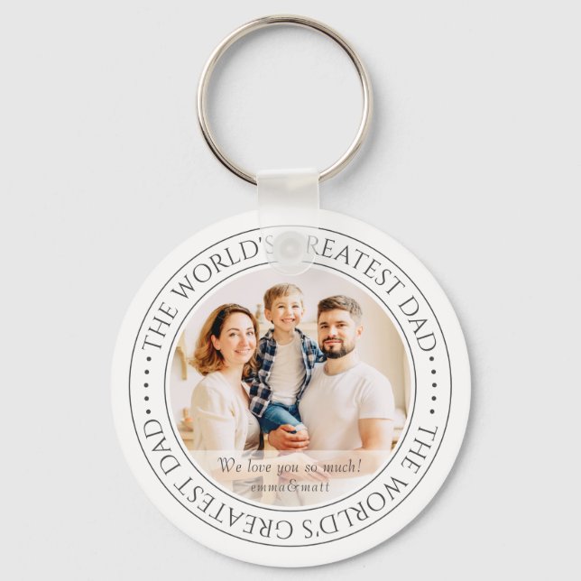 The World's Greatest Dad Modern Classic Photo Key Ring (Front)