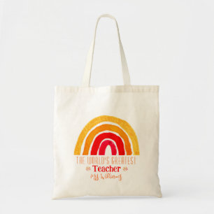 The World's Greatest Teacher Appreciation Rainbow Tote Bag