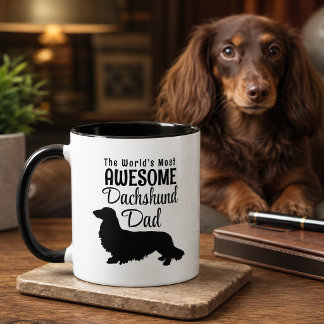 The World's Most Awesome Long Hair Dachshund Dad Mug