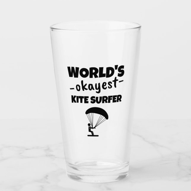 The world's okayest kite surfer glass (Front)