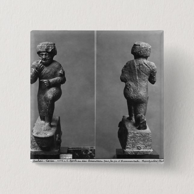 The worshipper from Larsa, front and back view 15 Cm Square Badge (Front)
