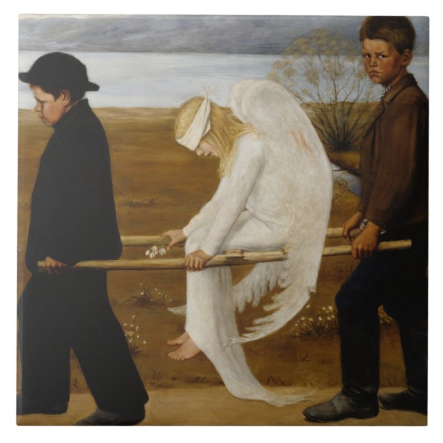 The Wounded Angel (by Hugo Simberg) Tile (Front)