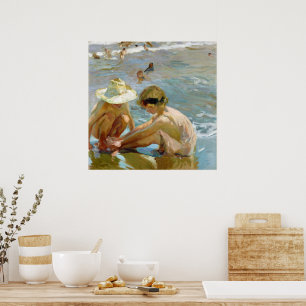 The wounded foot painting by Joaquin Sorolla Poster