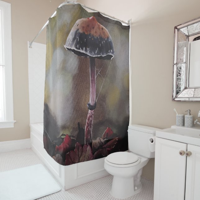 The Wounded Mushroom Mini Shower Curtain (In Situ)