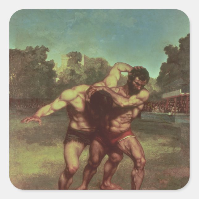 The Wrestlers, 1853 Square Sticker (Front)