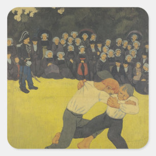 The Wrestling Bretons, c.1893 Square Sticker