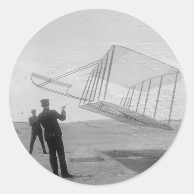 The Wright Brothers test flight Classic Round Sticker (Front)