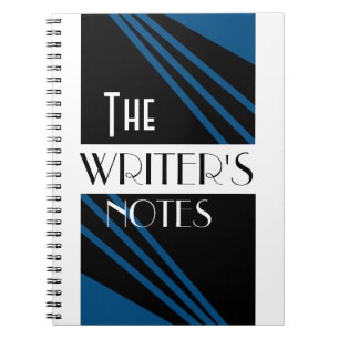 The Writer's Notes Stylish Blue Black White Spiral Notebook
