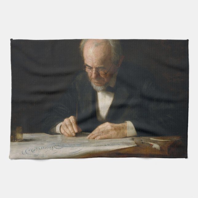 The Writing Master by Thomas Eakins Tea Towel (Horizontal)