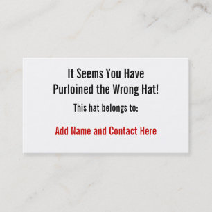 The Wrong Hat Business Card