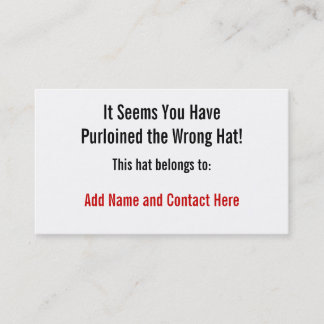 The Wrong Hat Business Card