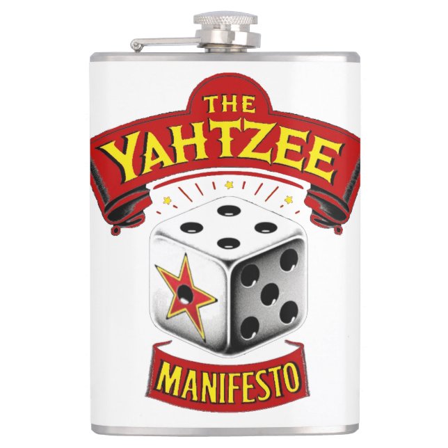 The Yahtzee Manifesto Flask (Front)