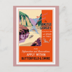 The Yangtsze Gorges Vintage Travel Poster Postcard