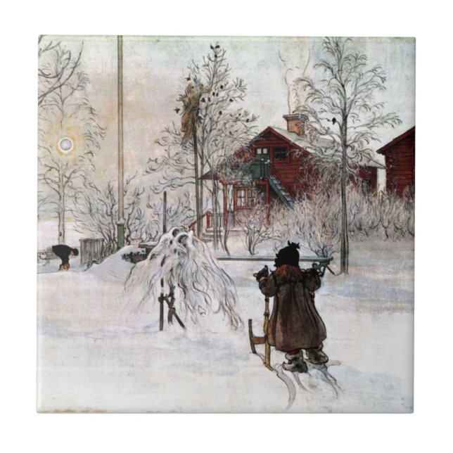 The Yard and Wash-House, Carl Larsson Tile (Front)