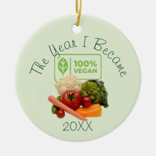 The Year I Became 100% Vegan Ceramic Tree Decoration