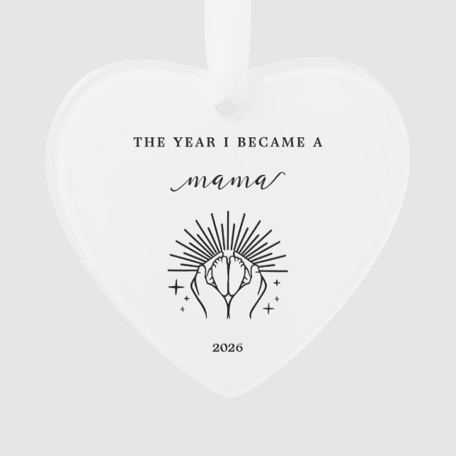 The Year I Became A Mama Gift Acrylic Ornament (Front)