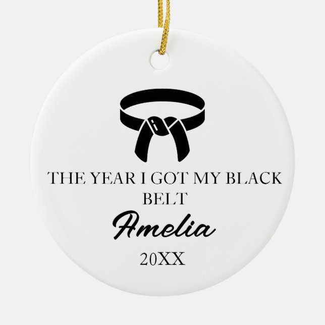 THE YEAR I GOT MY BLACK BELT, Karate Ceramic Tree Decoration (Front)