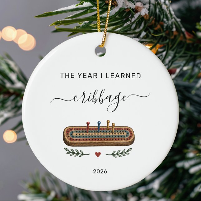 The Year I Learned Cribbage Personalised Christmas Ceramic Tree Decoration (Creator Uploaded)