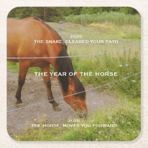 The year of the Horse, 2026 qoute Square Paper Coaster