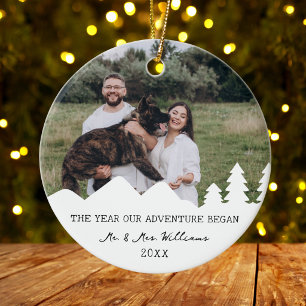 The Year Our Adventure Began Edit Photo Christmas Ceramic Tree Decoration