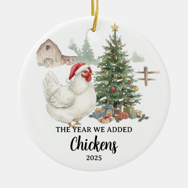 The Year We Added Chickens Custom Raising Chickens Ceramic Tree Decoration (Front)