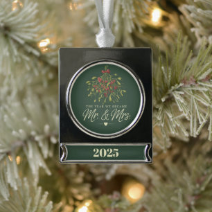 The Year We Became Mr & Mrs 2025 Personalised Silver Plated Banner Ornament
