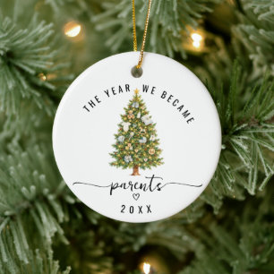 The Year We Became Parents Double Sided Photo Ceramic Tree Decoration