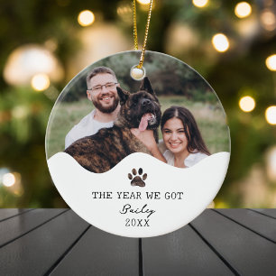 The Year We Got Dog Custom Photo Christmas Ceramic Tree Decoration