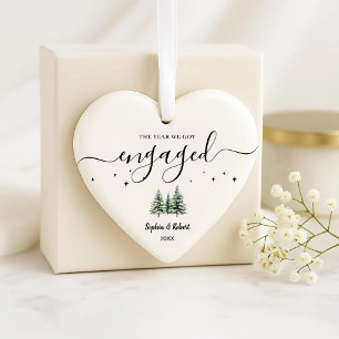 The Year We Got Engaged Christmas Tree Personalize Ceramic Tree Decoration