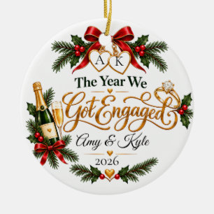 The Year We Got Engaged Christmas with Names and Y Ceramic Tree Decoration